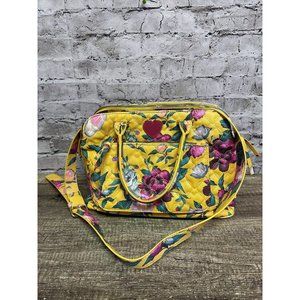 Betsey Johnson Women’s Yellow Floral Hand bag Double Strap Multi Zip 10x15